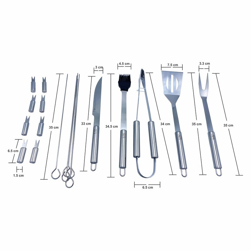iLife BBQ Tools Set, Stainless Steel Barbecue Accessories with Storage Bags, Complete Outdoor Barbecue Grill Utensils Set, for Outdoor Picnic,Camping, Grilling (18 Pieces) - Image 3
