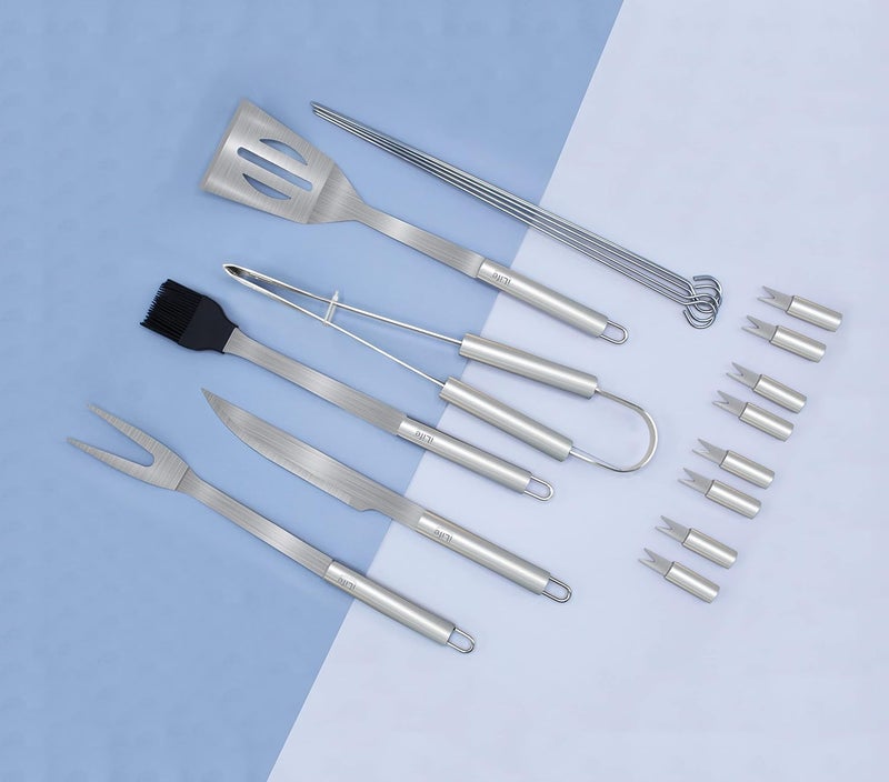 iLife BBQ Tools Set, Stainless Steel Barbecue Accessories with Storage Bags, Complete Outdoor Barbecue Grill Utensils Set, for Outdoor Picnic,Camping, Grilling (18 Pieces) - Image 2