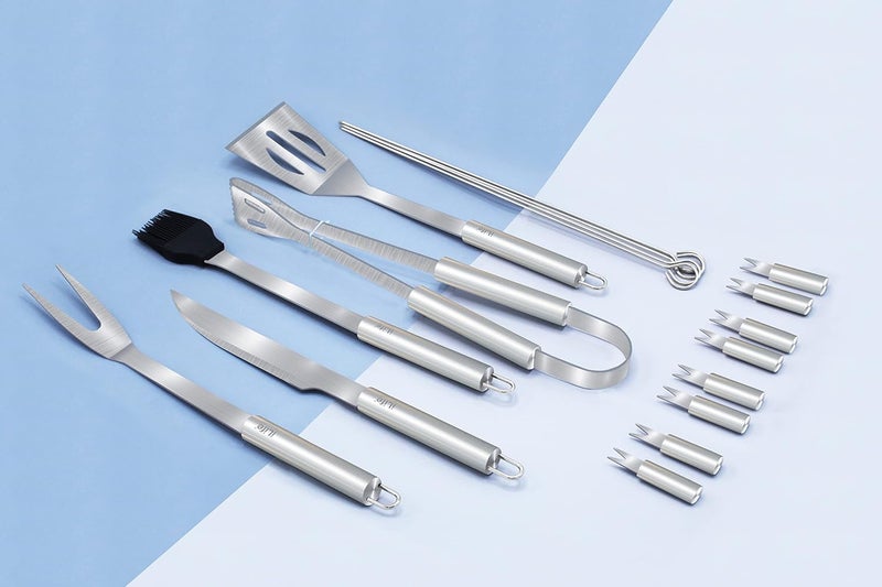 iLife BBQ Tools Set, Stainless Steel Barbecue Accessories with Storage Bags, Complete Outdoor Barbecue Grill Utensils Set, for Outdoor Picnic,Camping, Grilling (18 Pieces) - Image 4