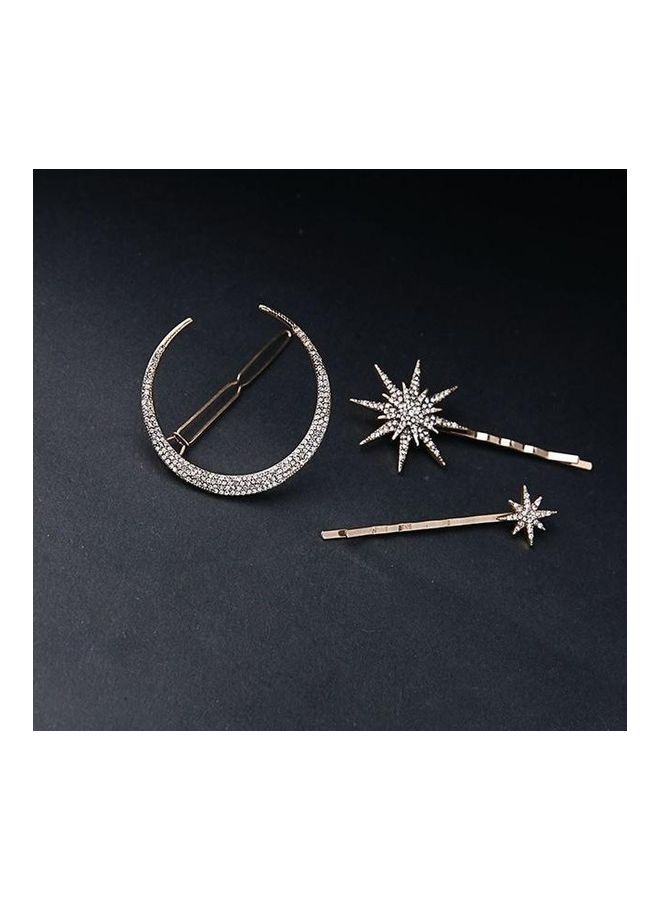 BGM 3-Piece Star Moon Rhinestone Hair Clip Multicolour - Image 1