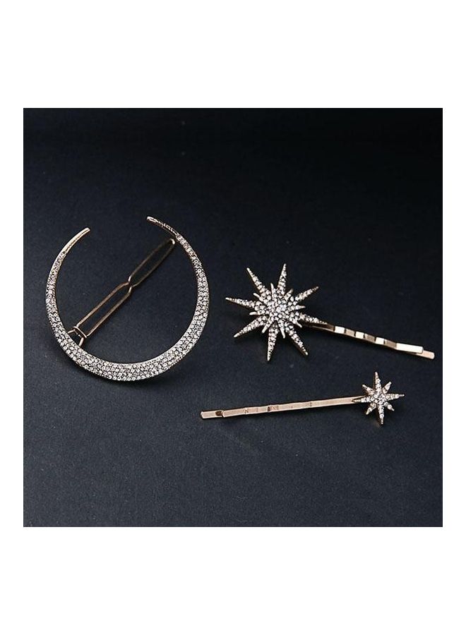 BGM 3-Piece Star Moon Rhinestone Hair Clip Multicolour - Image 2