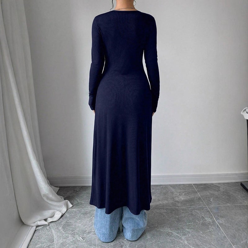Women's Solid Color Long Sleeve Cardigan Sweater - Image 4