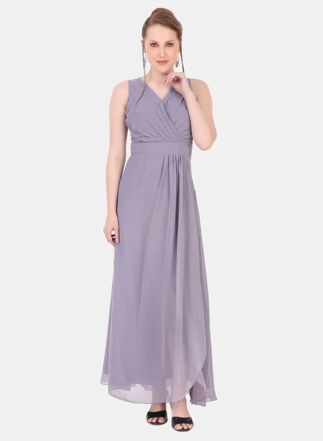 House Of Raeli Plain Purple Sleeveless Maxi Dress