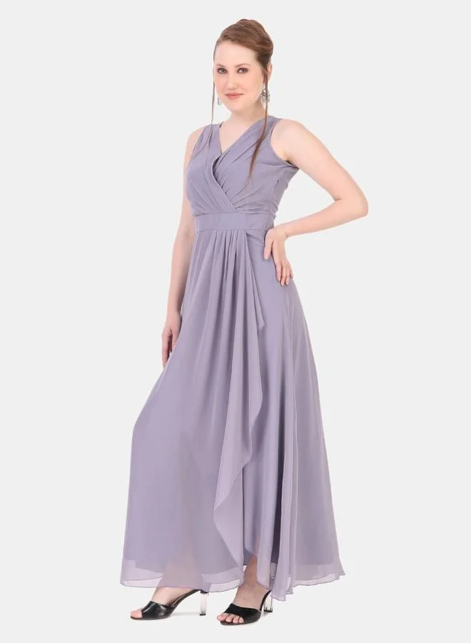 House Of Raeli Plain Purple Sleeveless Maxi Dress