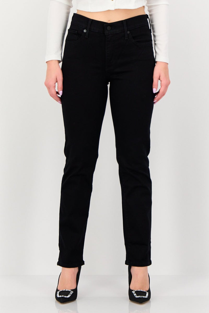 Levi's Women Straight Fit Plain Stretchable Jeans, Black - Image 1