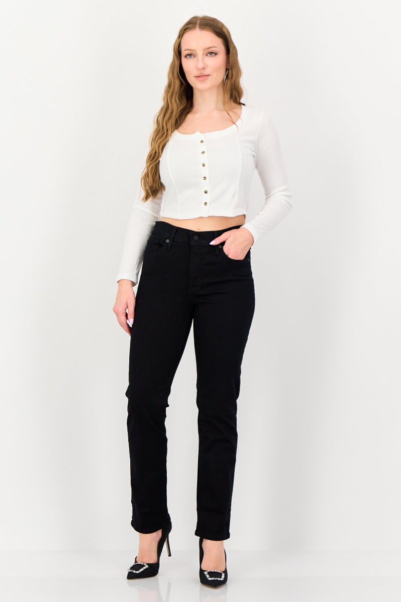 Levi's Women Straight Fit Plain Stretchable Jeans, Black - Image 4