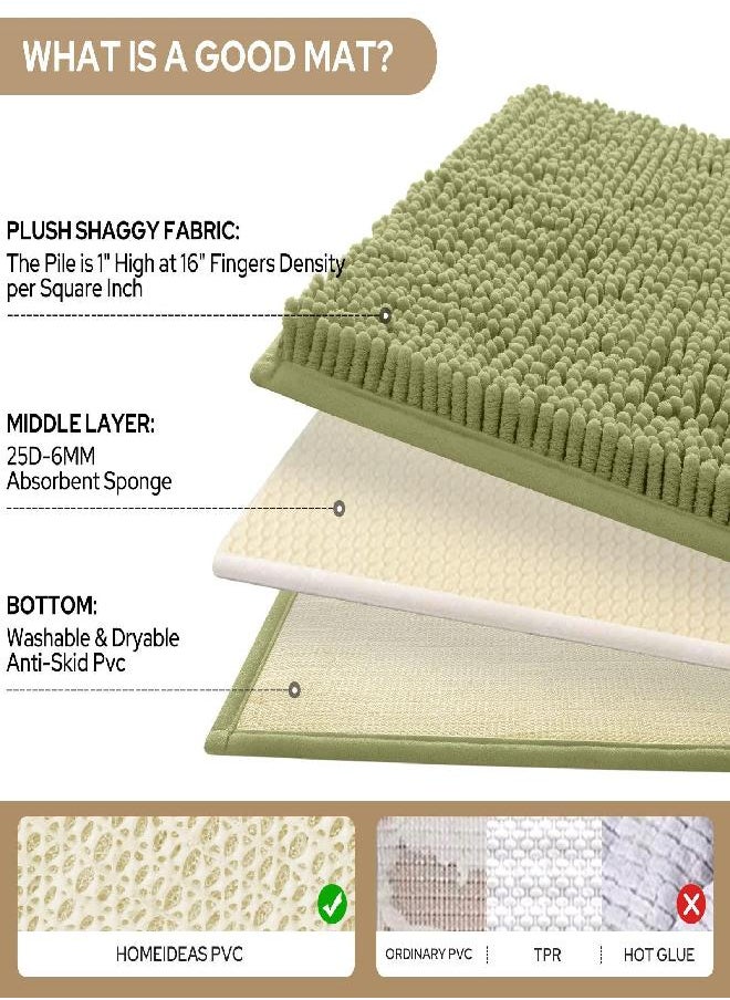 HOMEIDEAS 3 Pieces Bathroom Rugs Set Ultra Soft Non Slip and Absorbent Chenille Bath Rug, Sage Green Bathroom Rugs Plush Bath Mats for Tub, Shower, Bathroom - pzsku/ZC0C28CED958F0EBBBE46Z/45/_/1693407435/91c798fd-f4d9-4df6-8915-f466f326b2d7