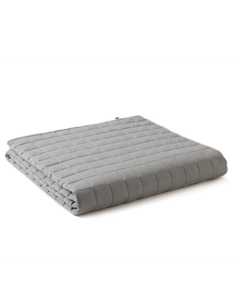 YnM Exclusive Weighted Blanket, Soothing Cotton, Smallest Compartments with Glass Beads, Bed Blanket for One Person of 140lbs, Ideal for Queen/King Bed (60x80 Inches, 15 Pounds, Light Grey) - Image 1
