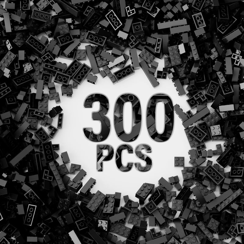 YUJHITP 300 Piece Black Bricks Bulk Assortment Pack Accessories for Building With 12 Sizes Compatible With Lego Parts and Pieces - Image 3