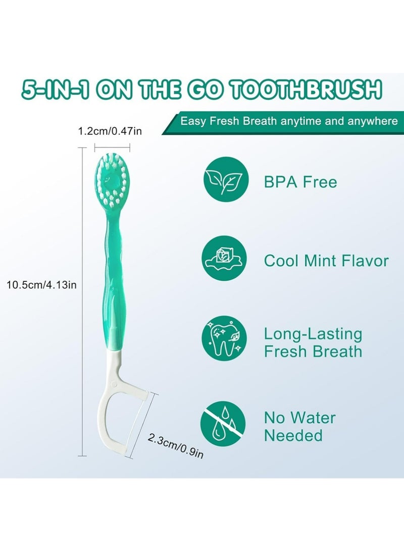 MAX FRESH Small Toothbrush Disposable with Toothpaste,Tongue Scrapers,Floss and Pick.Travel Tooth Brush Pack for Work or Travel.Individually Wrapped, 24 Count, Mint and Three Other Fruit Flavors - Image 5
