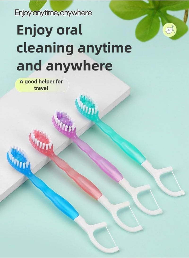 MAX FRESH Small Toothbrush Disposable with Toothpaste,Tongue Scrapers,Floss and Pick.Travel Tooth Brush Pack for Work or Travel.Individually Wrapped, 24 Count, Mint and Three Other Fruit Flavors - Image 3
