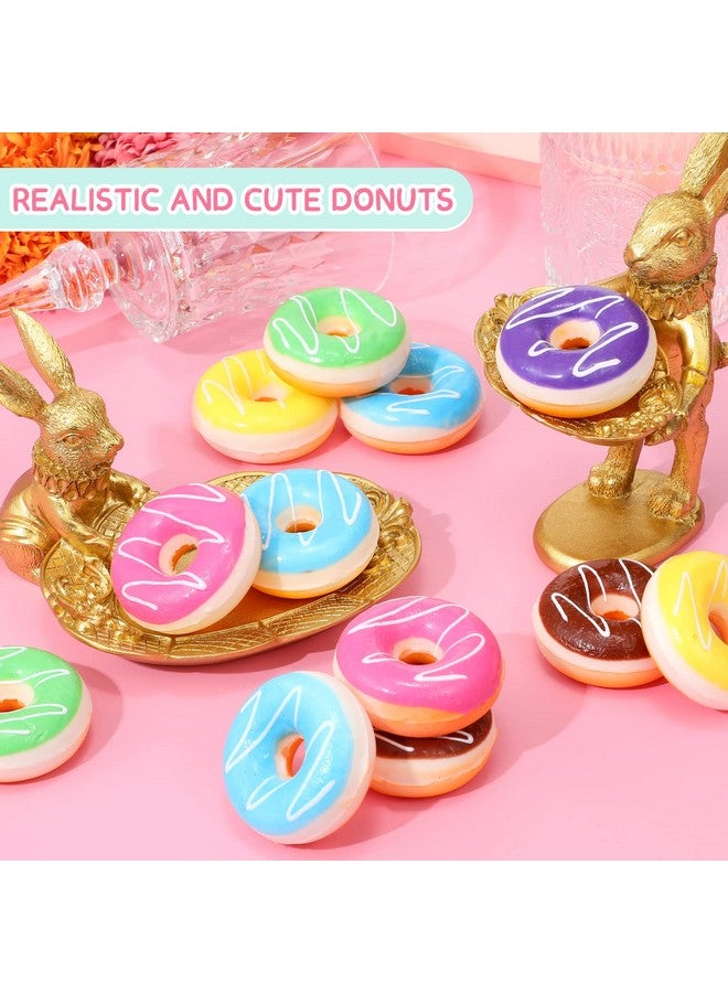 Macarrie 24 قطعة كرات ضغط دونات قوس قزح لتخفيف التوتر دونات قابلة للضغط للأطفال لوازم الحفلات ببطء 2 × 0.8 بوصة دونات مزيفة قابلة للضغط لهدايا حفلات عيد الميلاد - Image 4