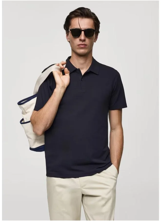 Mango Man Slim-Fit Cotton Pique Textured Polo Shirt