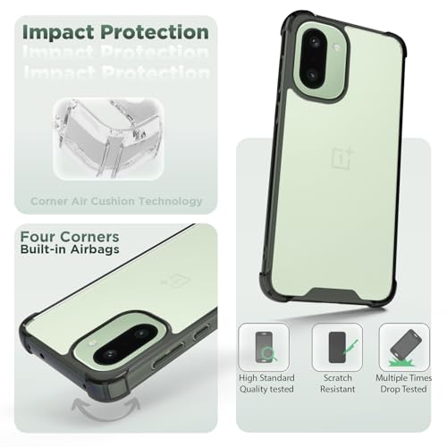 RIGGEAR Shockproof Clear Hybrid Airbag Armor Back Cover Case Compatible with OnePlus 15R 5G (Clear-Black TPU Bumper with Transparent PC) - Image 3
