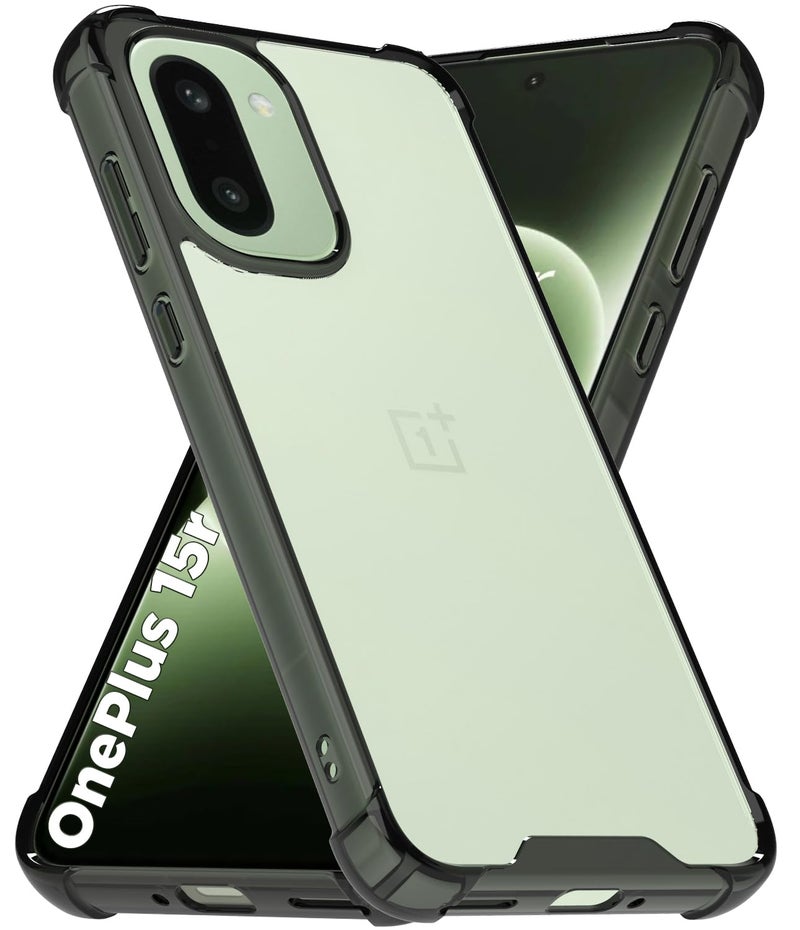 RIGGEAR Shockproof Clear Hybrid Airbag Armor Back Cover Case Compatible with OnePlus 15R 5G (Clear-Black TPU Bumper with Transparent PC) - Image 1