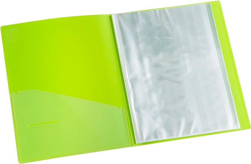 WORLDONE A4 Size Display Book File for Documents | 0.8 mm Virgin PP Sheet | 40 Bound Top Loading Plastic Binder Sleeves | Folder for Individuals, School & Offices | Radiant Green, Set of 2 - Image 2