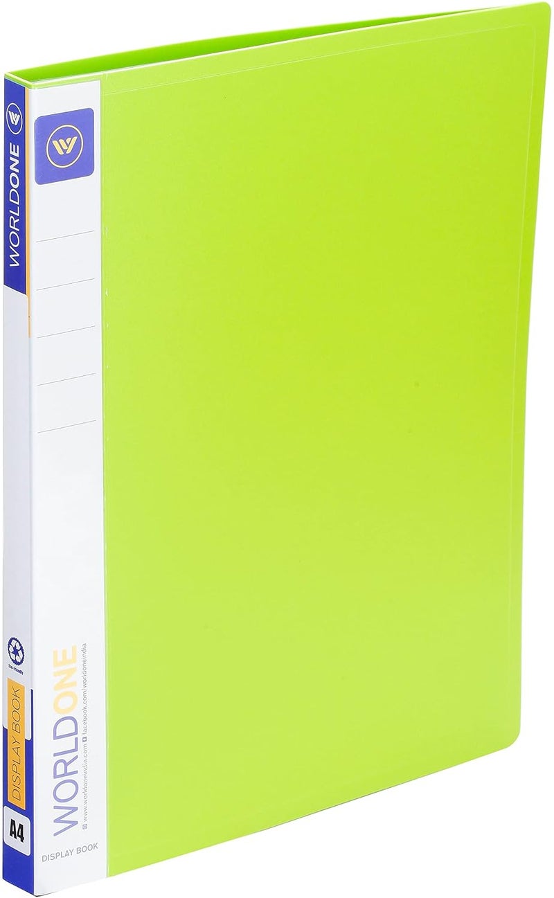 WORLDONE A4 Size Display Book File for Documents | 0.8 mm Virgin PP Sheet | 40 Bound Top Loading Plastic Binder Sleeves | Folder for Individuals, School & Offices | Radiant Green, Set of 2 - Image 4