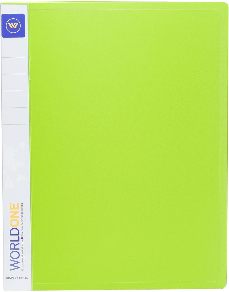 WORLDONE A4 Size Display Book File for Documents | 0.8 mm Virgin PP Sheet | 40 Bound Top Loading Plastic Binder Sleeves | Folder for Individuals, School & Offices | Radiant Green, Set of 2 - Image 1