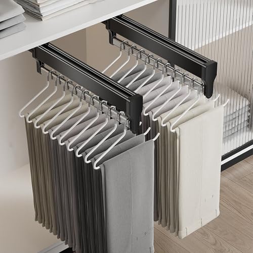 MAFAGE Valet Rod for Closet Pull Out, Adjustable Heavy Duty Steel Clothes Storage Hanger Rack Bar for Pants Coats (447mm/17.6inch) - Image 2