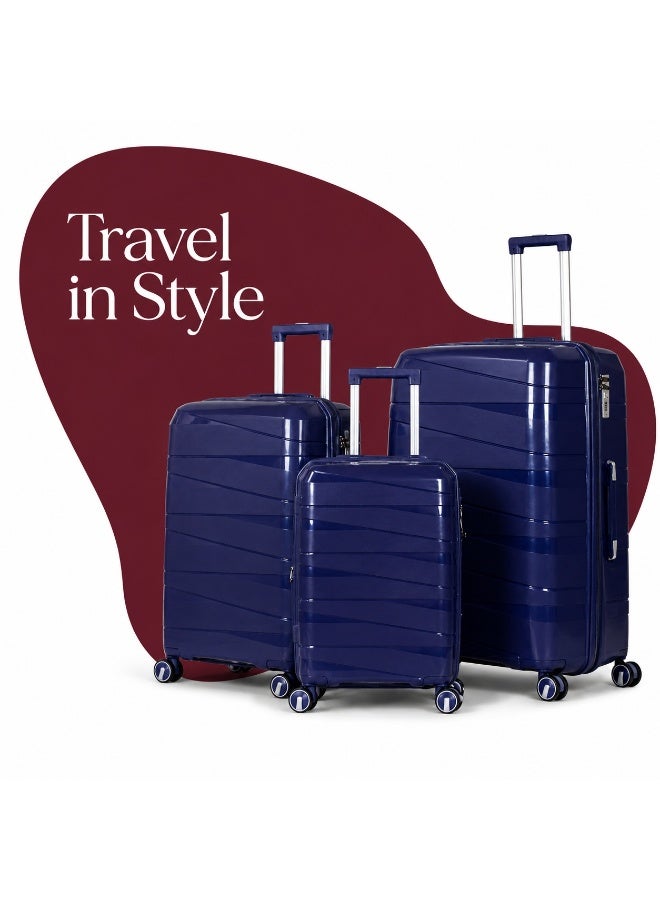 Hard Shell Luggage Set, 3 Pieces, Original Polypropylene (PP), Unbreakable Design, Spinner Wheels, Lightweight, 2-Year Warranty - Image 1