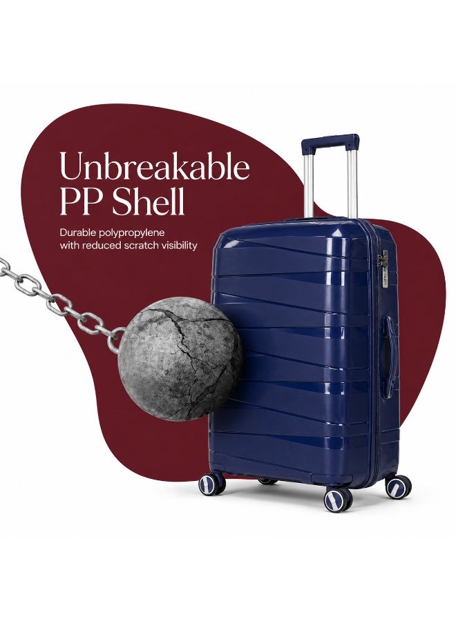 Hard Shell Luggage Set, 3 Pieces, Original Polypropylene (PP), Unbreakable Design, Spinner Wheels, Lightweight, 2-Year Warranty - Image 2