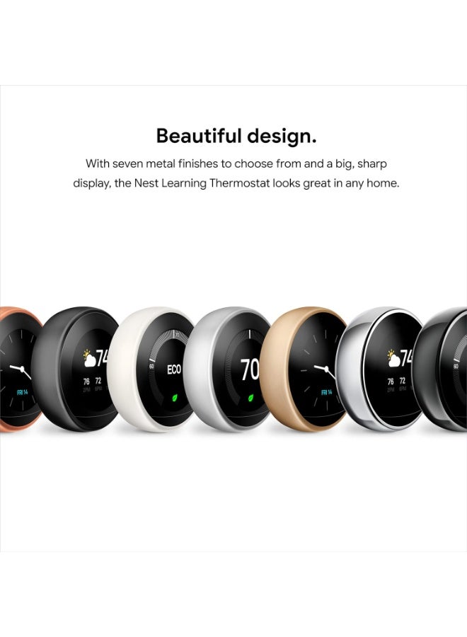 Nest Google Nest Smart Learning Wi-Fi Programmable Thermostat, 3rd Gen, Matte Black - Image 5