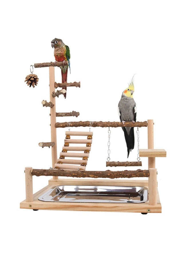 general Pepper wood parrot bench parrot climbing net climbing frame training station shelf climbing ladder swing bird toy suspension bridge - Image 1
