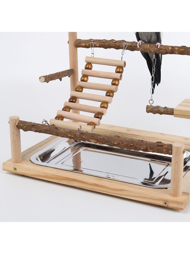 general Pepper wood parrot bench parrot climbing net climbing frame training station shelf climbing ladder swing bird toy suspension bridge - Image 5