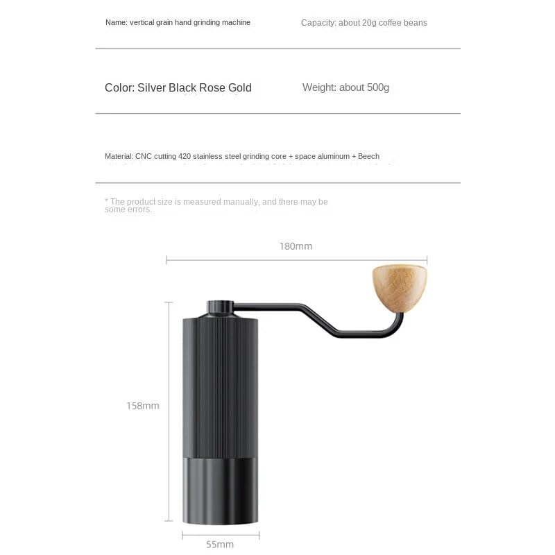 AAshonee Manual Coffee Grinder, Manual Coffee Bean Grinder Coffee Bean Burr Grinder Small Coffee Grinder Household Kitchen Grinder for Home Office and Travelling - Image 3