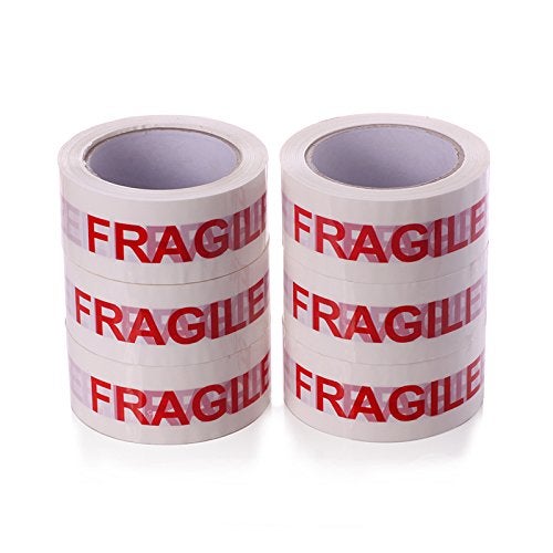 Agutape شريط لاصق هش مطبوع AGU تحذير BOPP بعرض 1.9 بوصة وطول 270 قدم (90 ياردة) عبوة من 6 لفات - Image 3
