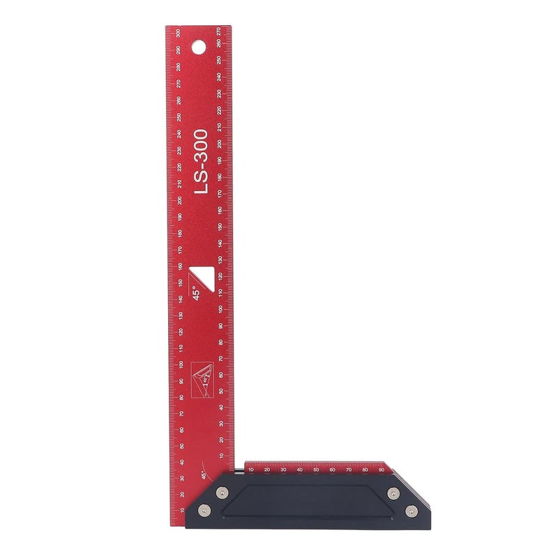 Aluminum Alloy L Shaped Scribing Ruler 300mm Double 45 Degree Measurement Tool for Carpentry - Image 1