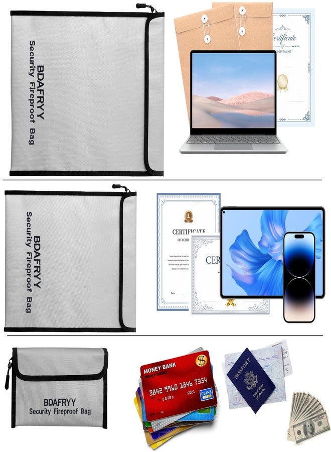 BDAFRYY 3 Pcs Fireproof Waterproof Money Important Document Bag(2000℉),Fire Proof Bag for Documents,Fire Proof Money Bag for Cash,for A4 A5 Documents Holder,Cash,Passport,Tablet,Laptop,File,Jewelry - Image 4