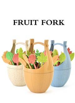 KASTWAVE Fruit Fork 3 Set ,Mini Forks with a Storage Jar Cute Kitchen Supplies,for Kids to Eat Fruit, Noodles, Dessert, Decoration Lunch Box Accessories  - Image 1