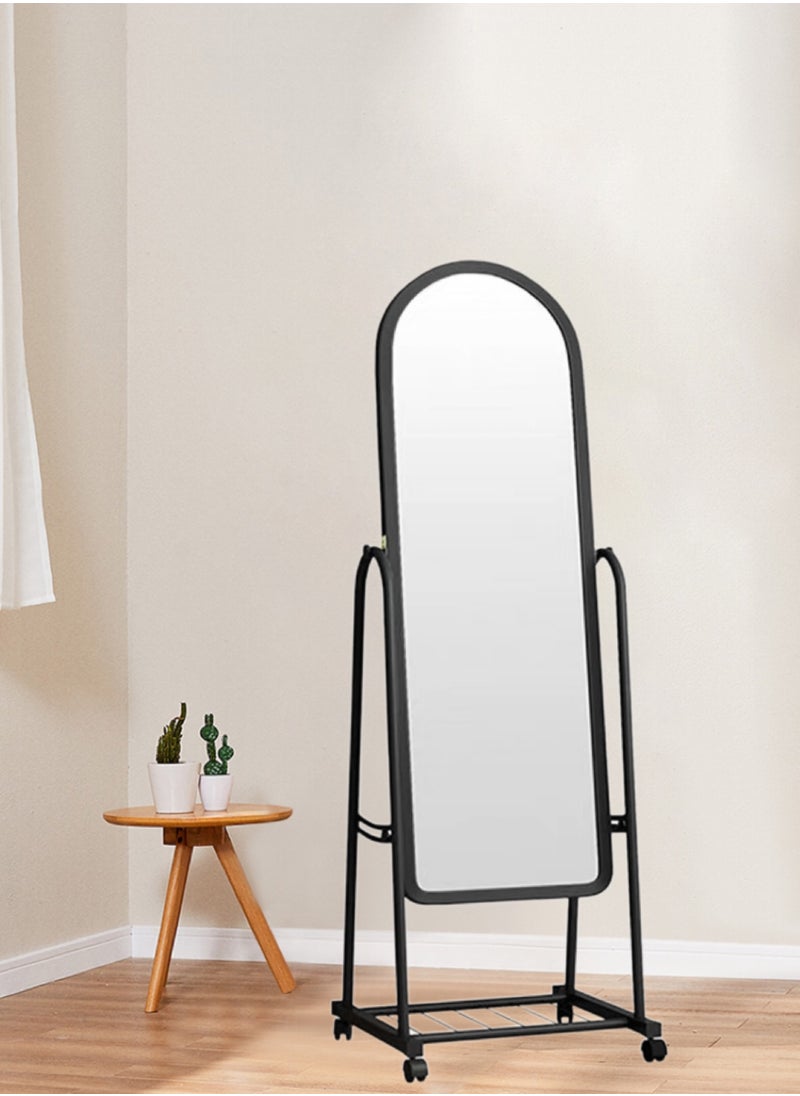Generic - Full-Length Mirror Full boby Mirror with Wheels and Bracket Mobile Storage Rack Dressing Mirror for Dance Mirror in Bedrooms and Living Rooms (160 * 30CM, Black) - Image 1