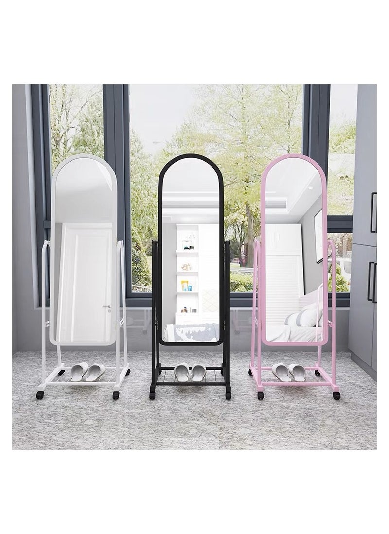 Generic - Full-Length Mirror Full boby Mirror with Wheels and Bracket Mobile Storage Rack Dressing Mirror for Dance Mirror in Bedrooms and Living Rooms (160 * 30CM, Black) - Image 1