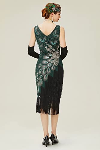 BABEYOND 1920s Vintage Peacock Sequined Dress Gatsby Fringed Flapper Dress Roaring 20s Party Dress - Image 2