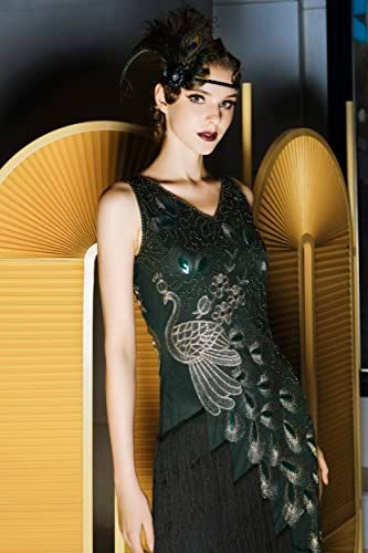 BABEYOND 1920s Vintage Peacock Sequined Dress Gatsby Fringed Flapper Dress Roaring 20s Party Dress - Image 4