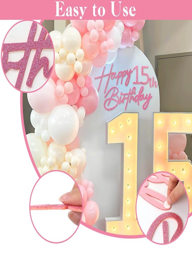 لافتة "عيد ميلاد سعيد" من ماسترون مع أرقام من 0 إلى 9 للخلفية - ملصق عيد ميلاد سعيد مخصص من اللباد اللامع لقوس البالونات، زينة عيد الميلاد، حفلات استقبال المولود - وردي - Image 5