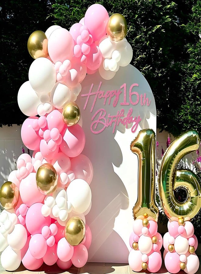 لافتة "عيد ميلاد سعيد" من ماسترون مع أرقام من 0 إلى 9 للخلفية - ملصق عيد ميلاد سعيد مخصص من اللباد اللامع لقوس البالونات، زينة عيد الميلاد، حفلات استقبال المولود - وردي - Image 4