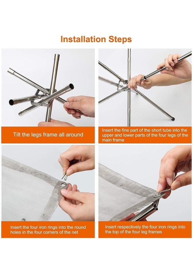 إسكدنيا موقد نار قابل للطي portable للتخييم في الهواء الطلق، مصنوع من سلك الفولاذ المقاوم للصدأ، موقد للحدائق والنزهات، يعمل بالحطب مع حقيبة حمل للحديقة والتخييم (مقاس M 16.5 × 16.5 × 13.4 بوصة) - Image 4