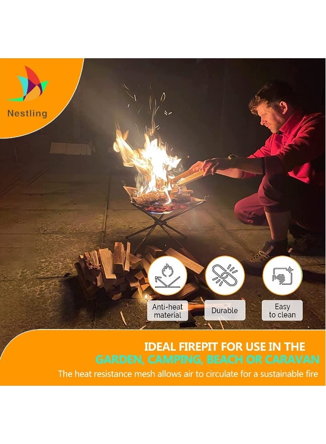 إسكدنيا موقد نار قابل للطي portable للتخييم في الهواء الطلق، مصنوع من سلك الفولاذ المقاوم للصدأ، موقد للحدائق والنزهات، يعمل بالحطب مع حقيبة حمل للحديقة والتخييم (مقاس M 16.5 × 16.5 × 13.4 بوصة) - Image 5