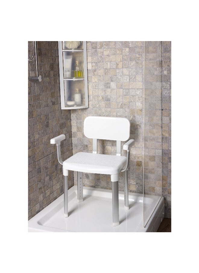 Primanova Cappadocia Back Support Non Slip Legs Bathroom Stool White and Silver  - Image 5