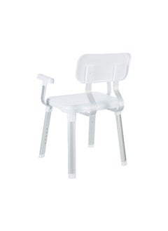 Primanova Cappadocia Back Support Non Slip Legs Bathroom Stool White and Silver  - Image 4