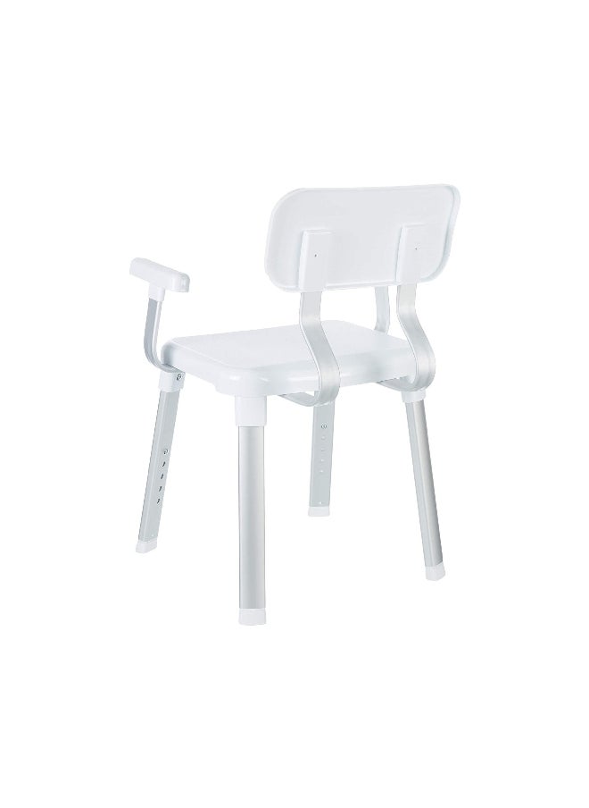 Primanova Cappadocia Back Support Non Slip Legs Bathroom Stool White and Silver  - Image 4