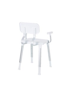 Primanova Cappadocia Back Support Non Slip Legs Bathroom Stool White and Silver  - Image 3