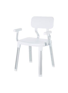 Primanova Cappadocia Back Support Non Slip Legs Bathroom Stool White and Silver  - Image 1