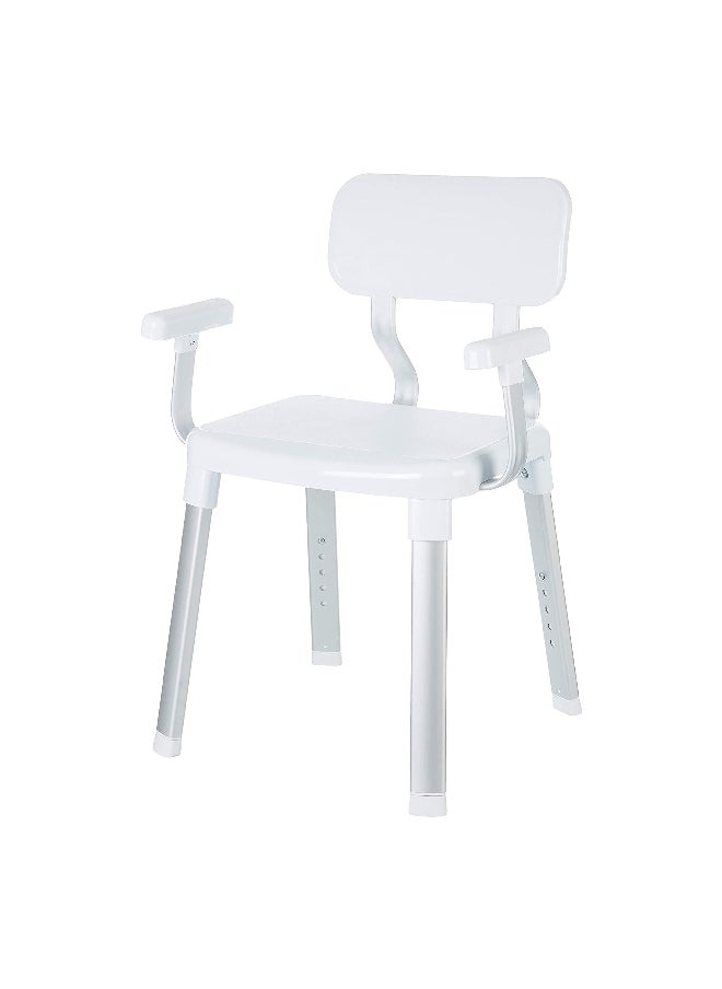 Primanova Cappadocia Back Support Non Slip Legs Bathroom Stool White and Silver  - Image 1