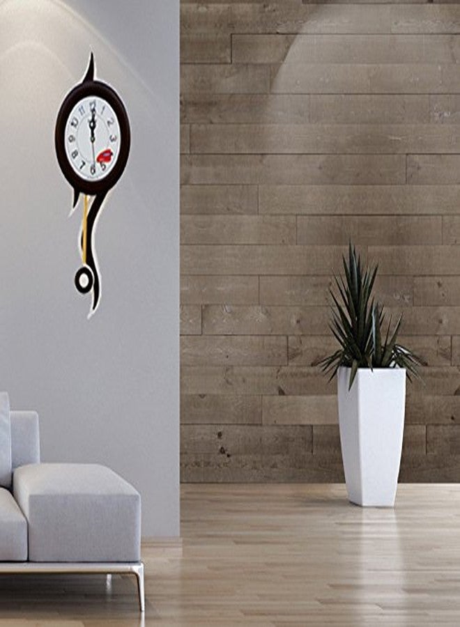 OREVA Plastic Pendulum Analog Wall Clock (49 Cm X 20 Cm X 6.5 Cm, White, Aq-2237) - Image 2