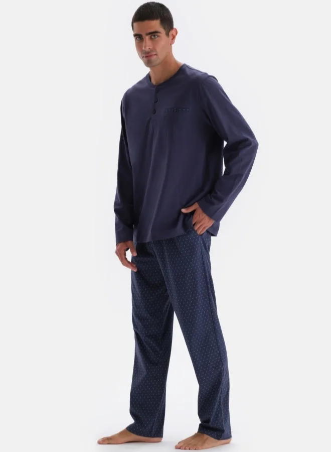 dagi T-shirt & Trousers Pajama Set Crew Neck %100 Cotton Mid Rise Sleepwear