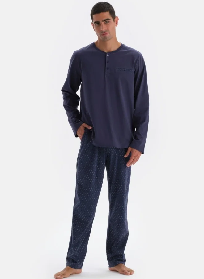 dagi T-shirt & Trousers Pajama Set Crew Neck %100 Cotton Mid Rise Sleepwear
